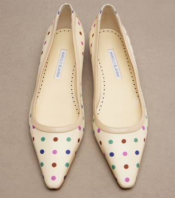 Filotas leather-trimmed polka-dot ballet flats | Manolo Blahnik