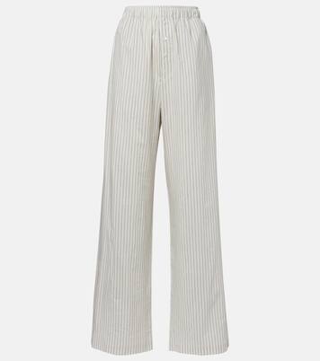 Pantalones anchos de seda y algodón a rayas | Róhe