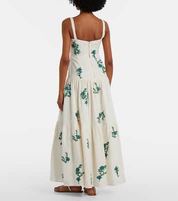 Robe longue Lima en lin à appliqués | Agua by Agua Bendita