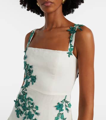 Robe longue Lima en lin à appliqués | Agua by Agua Bendita