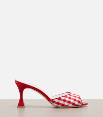 Jadara leather-trimmed gingham mules | Manolo Blahnik