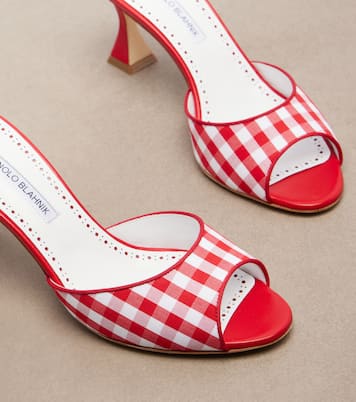 Jadara leather-trimmed gingham mules | Manolo Blahnik