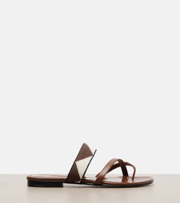 Susastra cotton-trimmed leather sandals | Manolo Blahnik