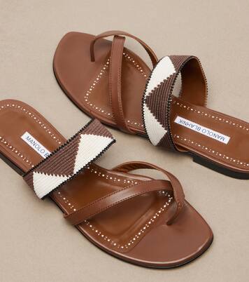 Susastra cotton-trimmed leather sandals | Manolo Blahnik