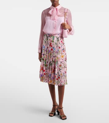 Floral pleated silk midi skirt | Gucci