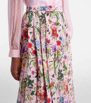 Floral pleated silk midi skirt | Gucci