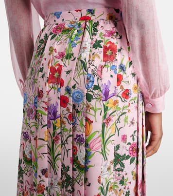 Floral pleated silk midi skirt | Gucci