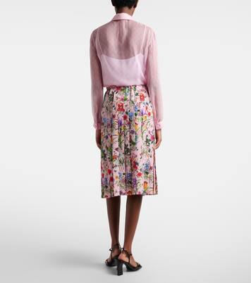 Floral pleated silk midi skirt | Gucci
