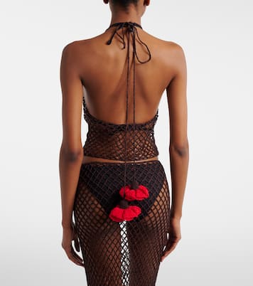 Open-knit halterneck cotton top | Alaïa