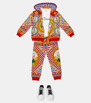 Sweat à capuche zippé en coton imprimé | Dolce&Gabbana Kids