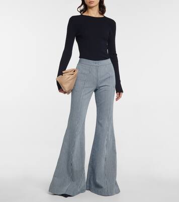Pantalon évasé Vita rayé à taille haute | Gabriela Hearst