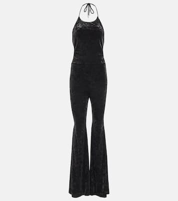 Halterneck flared velvet jumpsuit  | Alexandre Vauthier