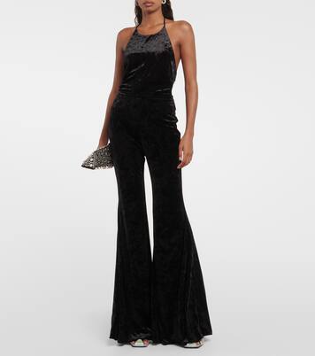Halterneck flared velvet jumpsuit  | Alexandre Vauthier