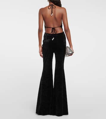 Halterneck flared velvet jumpsuit  | Alexandre Vauthier