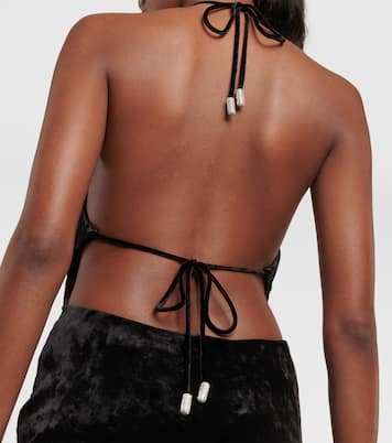 Halterneck flared velvet jumpsuit  | Alexandre Vauthier