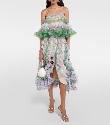 Asymmetric tulle midi skirt | Susan Fang