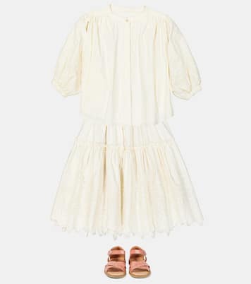 Crossover Scallop Flower patent leather sandals | Petit Nord