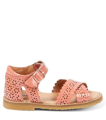 Crossover Scallop Flower patent leather sandals | Petit Nord