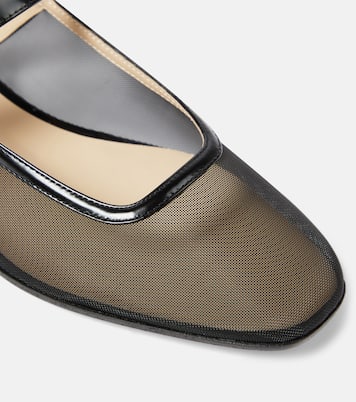 Patent leather-trimmed mesh flats | Le Monde Béryl