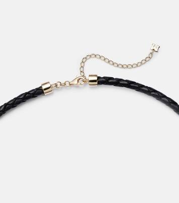 Halskette Water Droplet aus Leder mit 14kt Gelbgold  | Mateo