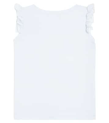 Printed ruffled cotton jersey top | Monnalisa