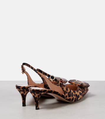 Jaipur 55 leopard-print velvet slingback pumps | Gianvito Rossi