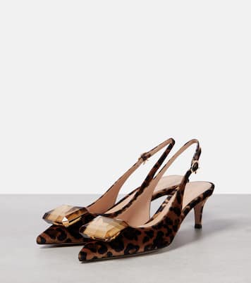 Jaipur 55 leopard-print velvet slingback pumps | Gianvito Rossi