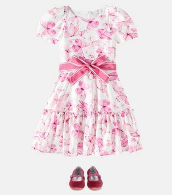 Printed cotton satin dress | Monnalisa