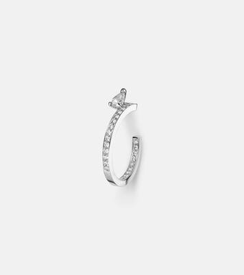 Serti Sur Vide 18kt white gold single hoop earring with diamonds | Repossi