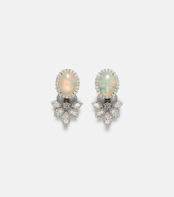 Boucles d'oreilles Reign Supreme en or blanc 18 ct, opales et diamants | Yeprem