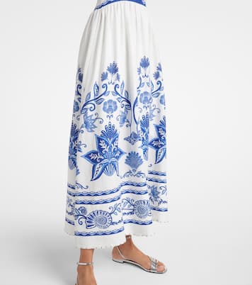 Bedrucktes Maxikleid aus einem Leinengemisch | Farm Rio