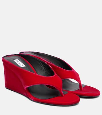 Cube 75 velvet wedge thong sandals | Alaïa