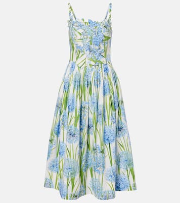 Allium floral cotton-blend midi dress | Oscar de la Renta