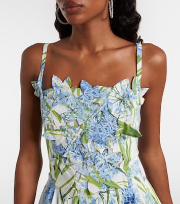 Allium floral cotton-blend midi dress | Oscar de la Renta