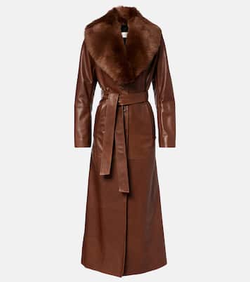 Dakota shearling-trimmed leather coat | Nour Hammour