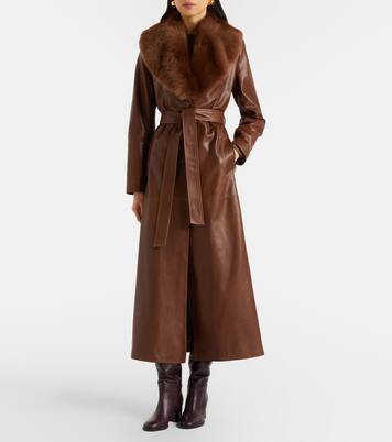 Dakota shearling-trimmed leather coat | Nour Hammour