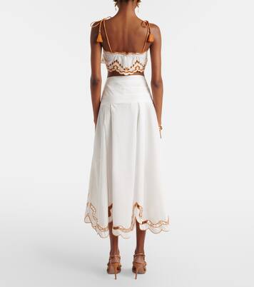 Bestickter Midirock aus Baumwolle | Farm Rio