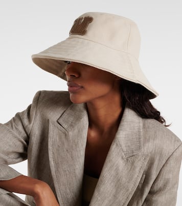 Gondola leather-trimmed canvas bucket hat  | Max Mara