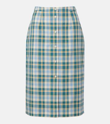 Checked cotton poplin pencil skirt | Prada