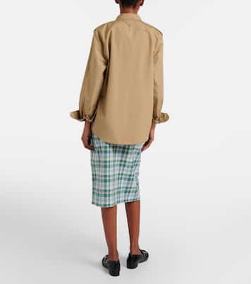 Checked cotton poplin pencil skirt | Prada