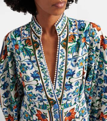 Flora Tile linen-blend maxi dress | Farm Rio