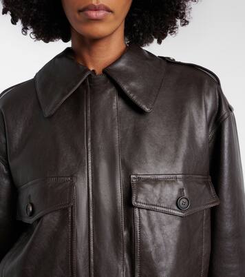 Shearling-trimmed leather bomber jacket | Brunello Cucinelli