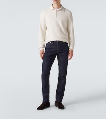 Cotton, silk, and cashmere polo sweater | Brioni
