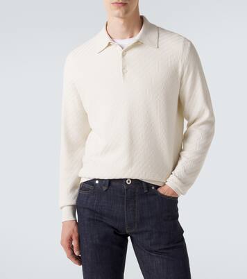 Cotton, silk, and cashmere polo sweater | Brioni