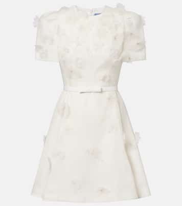 Elyse floral-appliqué linen and silk minidress | Leo Lin