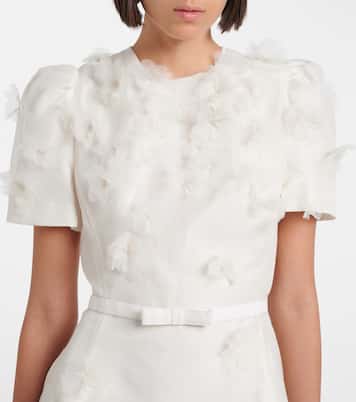 Elyse floral-appliqué linen and silk minidress | Leo Lin