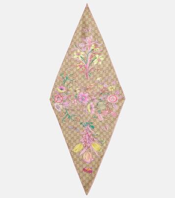Pañuelo de seda floral con GG | Gucci