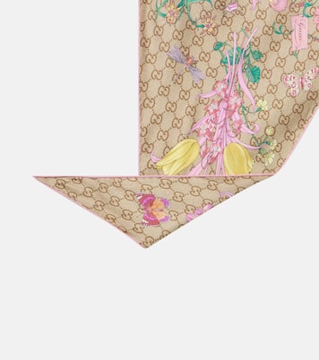 Pañuelo de seda floral con GG | Gucci
