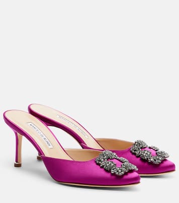 Mules Hangisimu 70 de satén adornados | Manolo Blahnik