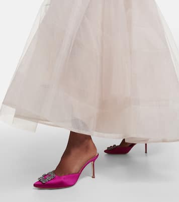 Mules Hangisimu 70 de satén adornados | Manolo Blahnik